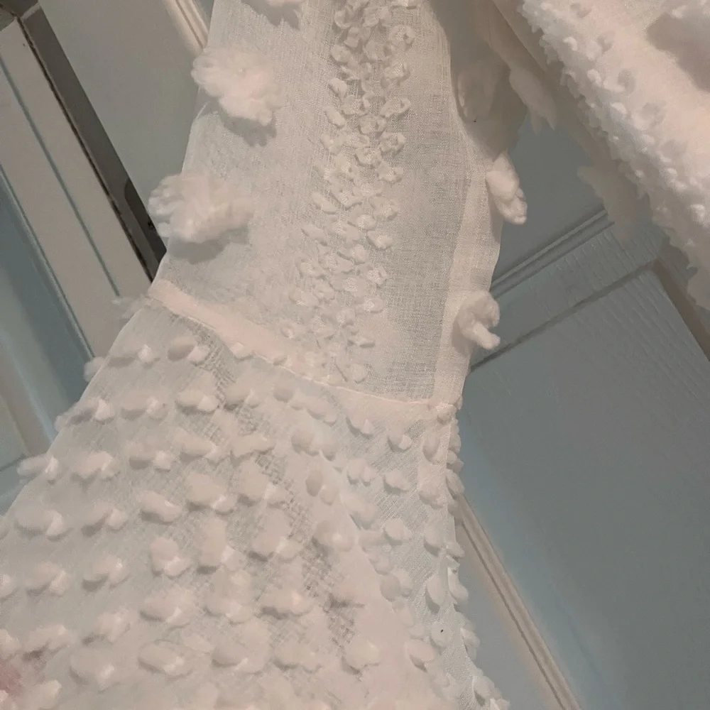 White Textured Ruffle Dress - Picture 9 of 11